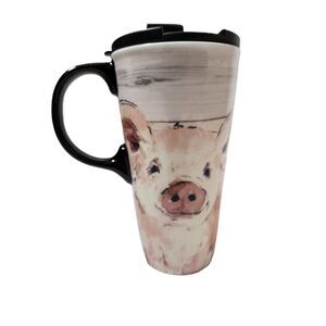 Piggy Ceramic Travel Mug – Cypress Home, Farm Animal Coffee Cup